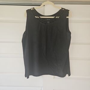 Fu Da Fine Silk Black Cut Out Neck Tank TopSize XL 100% Sill